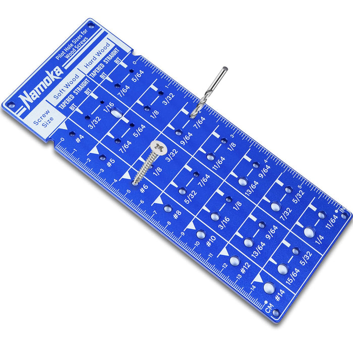 NAMOKA Screw Size Chart & Drill Bit Gauge, Laser-Etched 6061 Aluminum