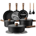 CAROTE 16-piece nonstick pots and pans assortment on white background