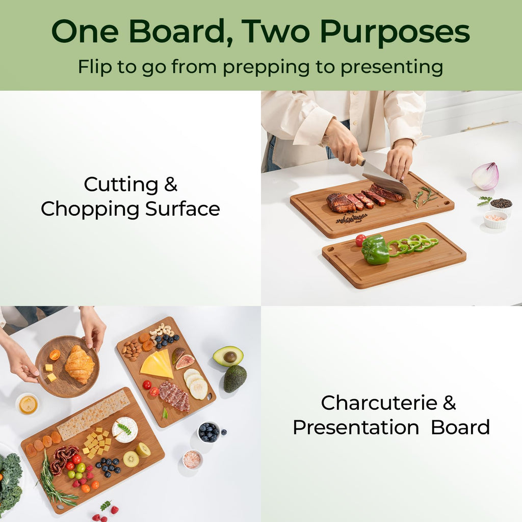 Keechee Carbonized Bamboo Cutting Board Set of 2 image 3
