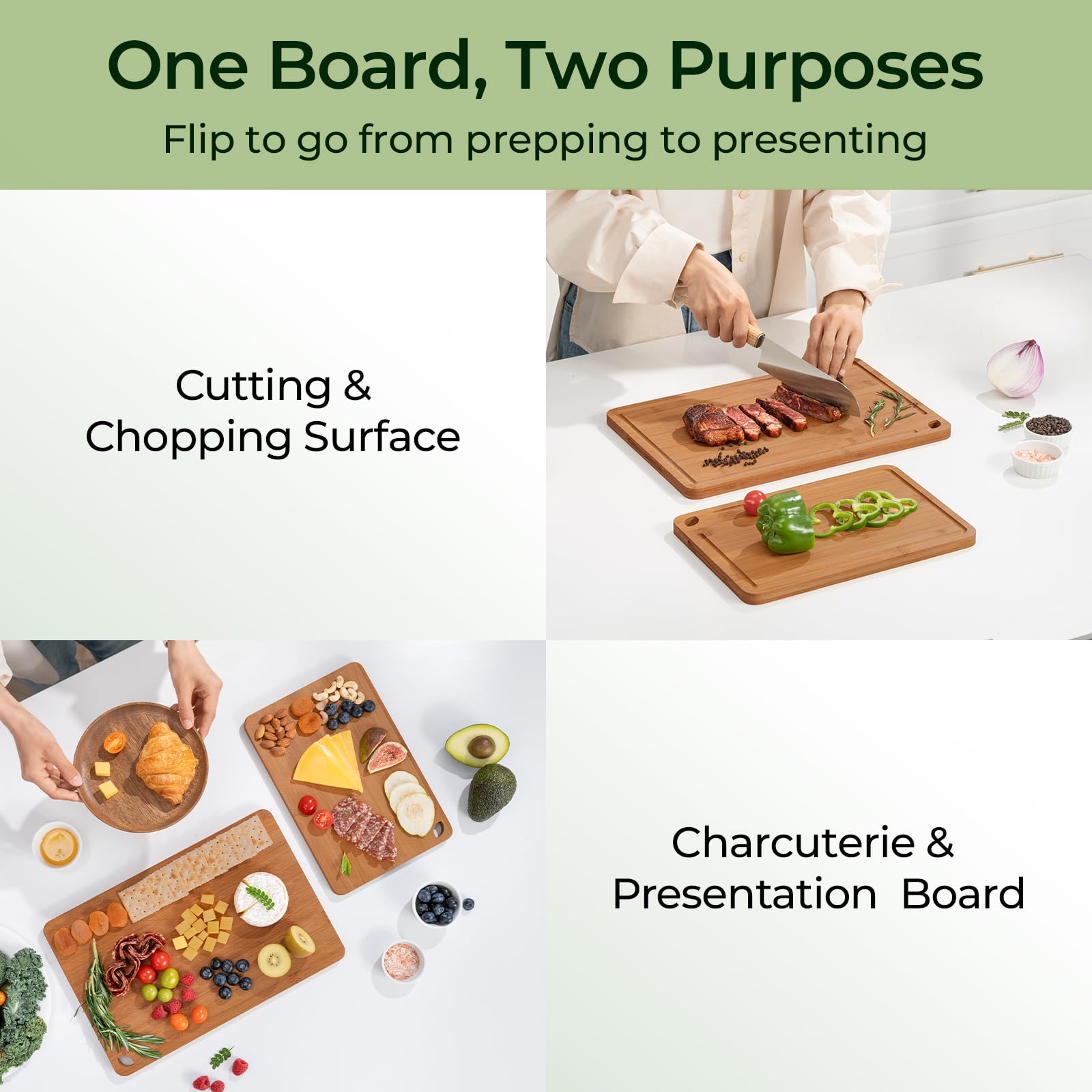 Keechee Carbonized Bamboo Cutting Board Set of 2 image 3