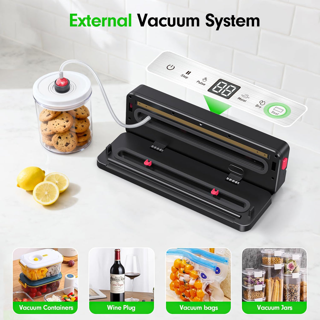 Handheld Vacuum Sealer for Food Storage: Portable Vacuum Sealing Machine with 30 Vacuum Bags - USB Rechargeable Cordless Food Sealer Saver for 5X Preservation