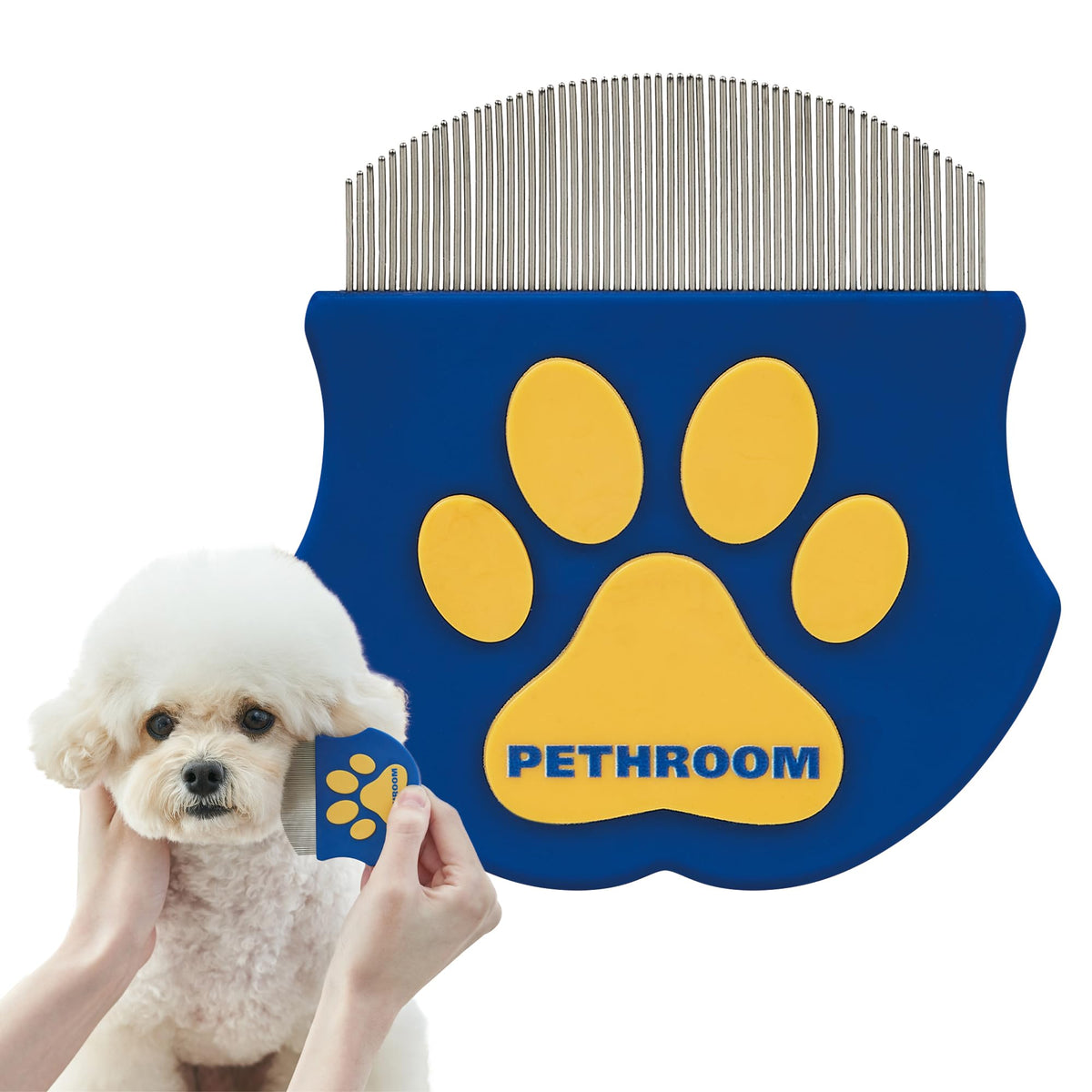 Stainless steel PETHROOM pet eye comb for removing tear stains