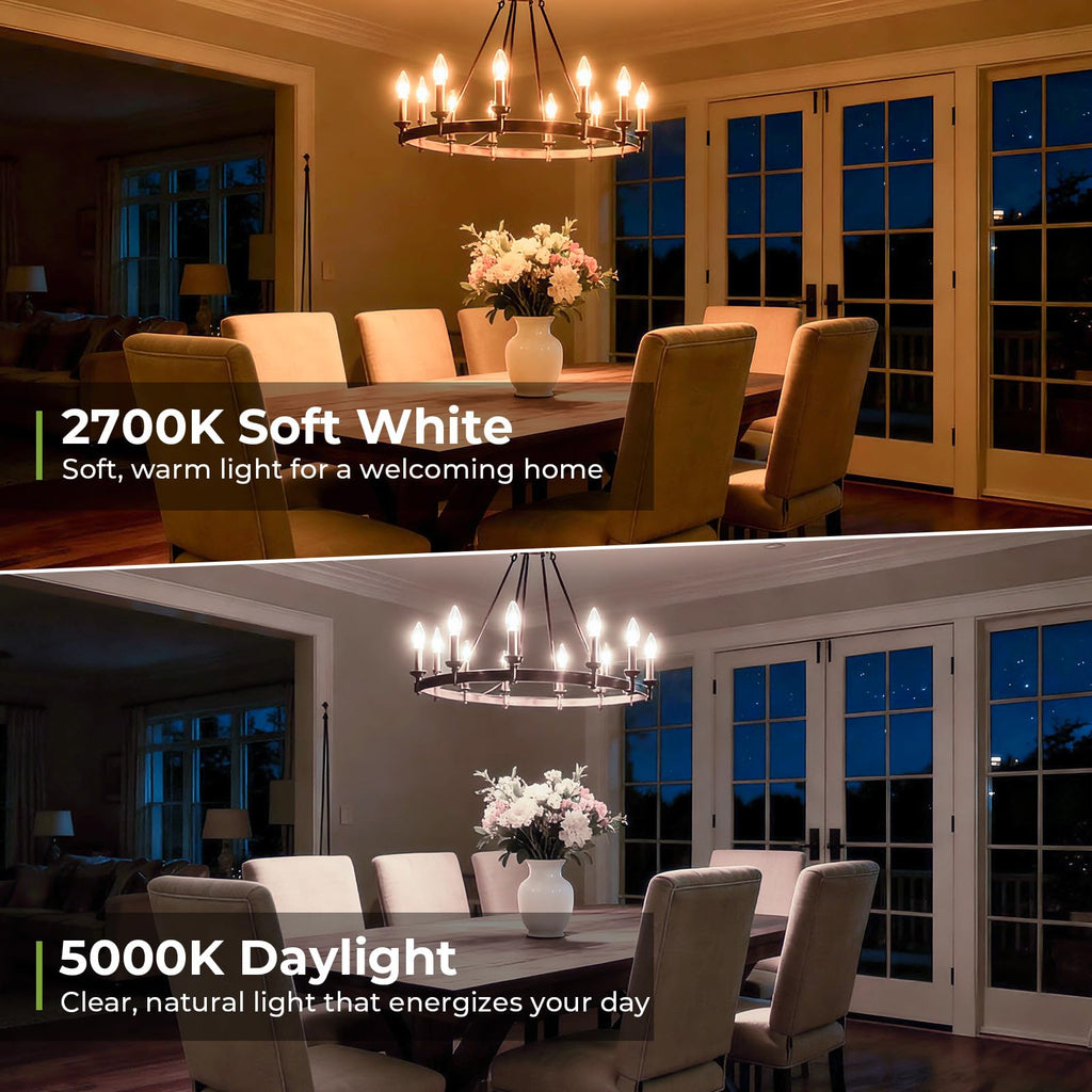 Sigalux Dimmable E12 LED Candle Bulbs for Chandelier, 40W Equivalent, 5000K Daylight White, 3W, 300LM, B10 Shape, 6-Pack image 3