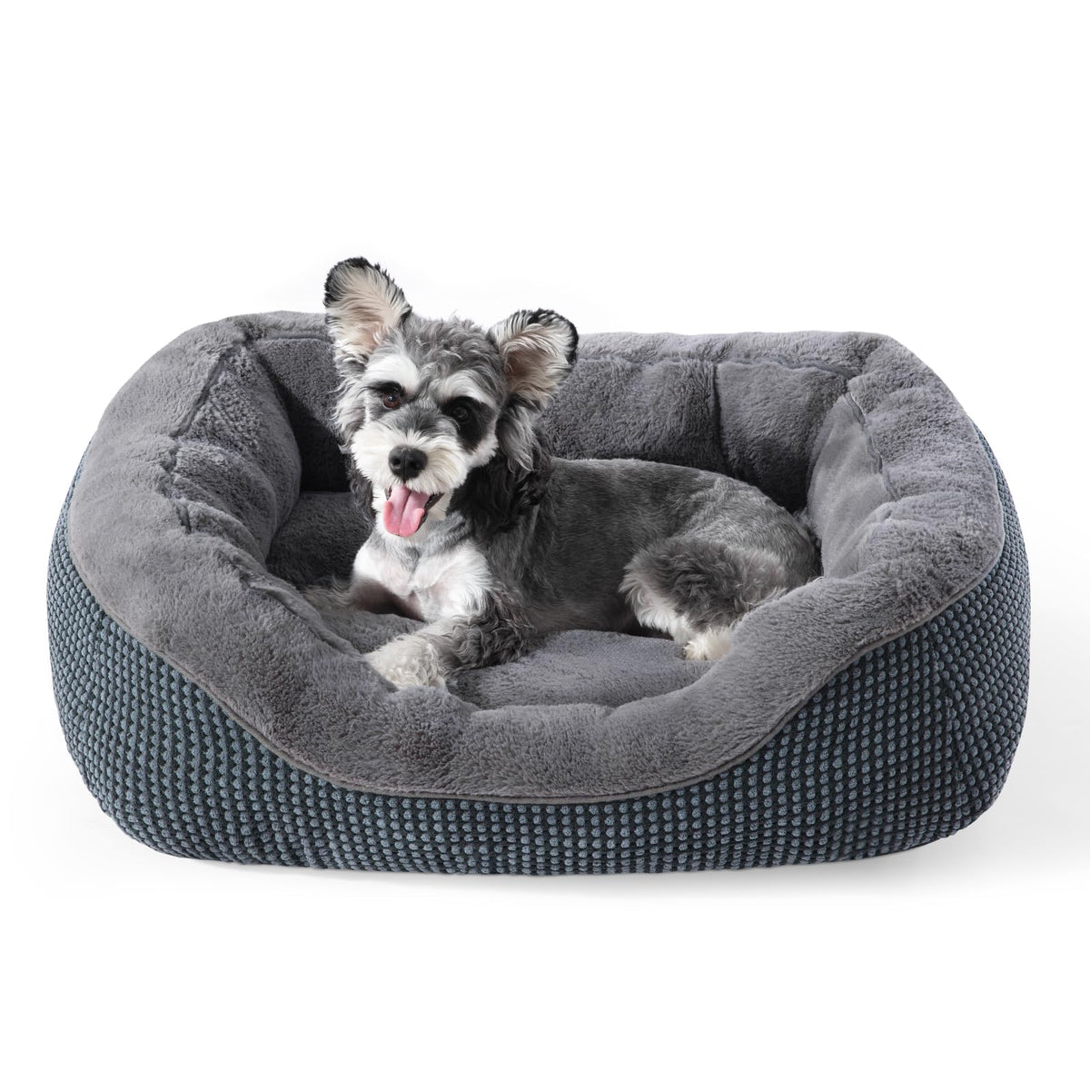 INVENHO small orthopedic dog bed with raised bolster, washable cover and anti-slip bottom, size S