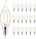 Sigalux Candelabra LED Light Bulbs Dimmable, E12 40 Watt Chandelier Light Bulbs, CA10 Flame Tip Candle Light Bulbs, 5000K Daylight, 300LM E12 LED Bulb for Chandeliers, Ceiling Fan, Pendant, 18 Pack