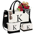 YOOLIFE Birthday Gifts for Women Mom Daughter, Canvas Tote Bag, Initial K