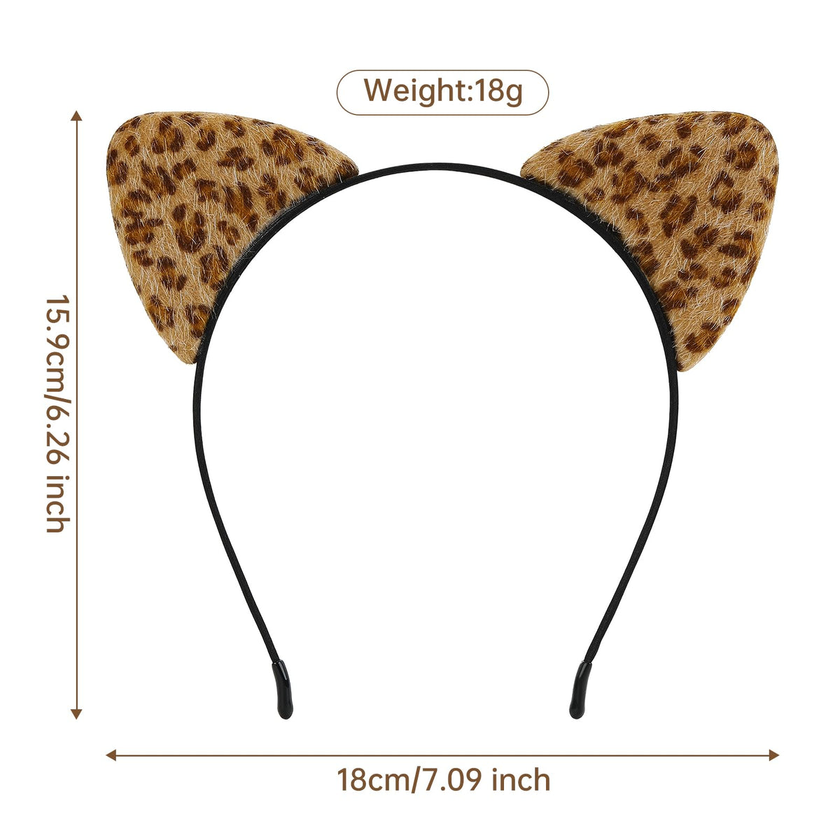 MANLENO Leopard Ears Headband for Women,Furry Cheetah Cat Ears Headband for Halloween Christmas Costume Party (Gold) image 6