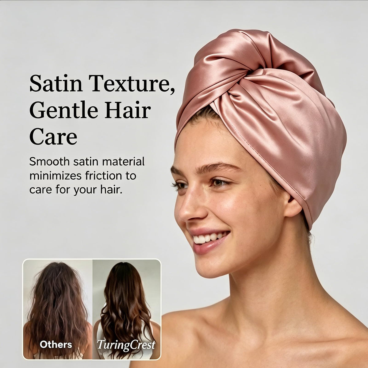 TURINGCREST Microfiber Hair Towel Wrap, Satin Quick Dry Turban Women Long image 3