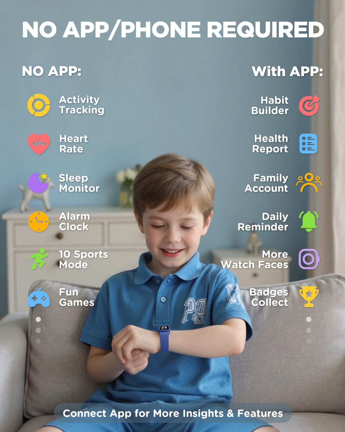 Vigor 3 Kids Fitness Tracker Watch, AMOLED Screen for Boys Girls Ages 5-15 image 3