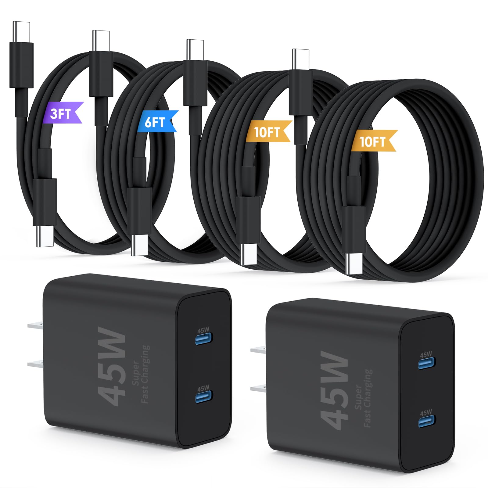 QZIIW 45W dual-port USB-C wall charger showing two USB-C ports