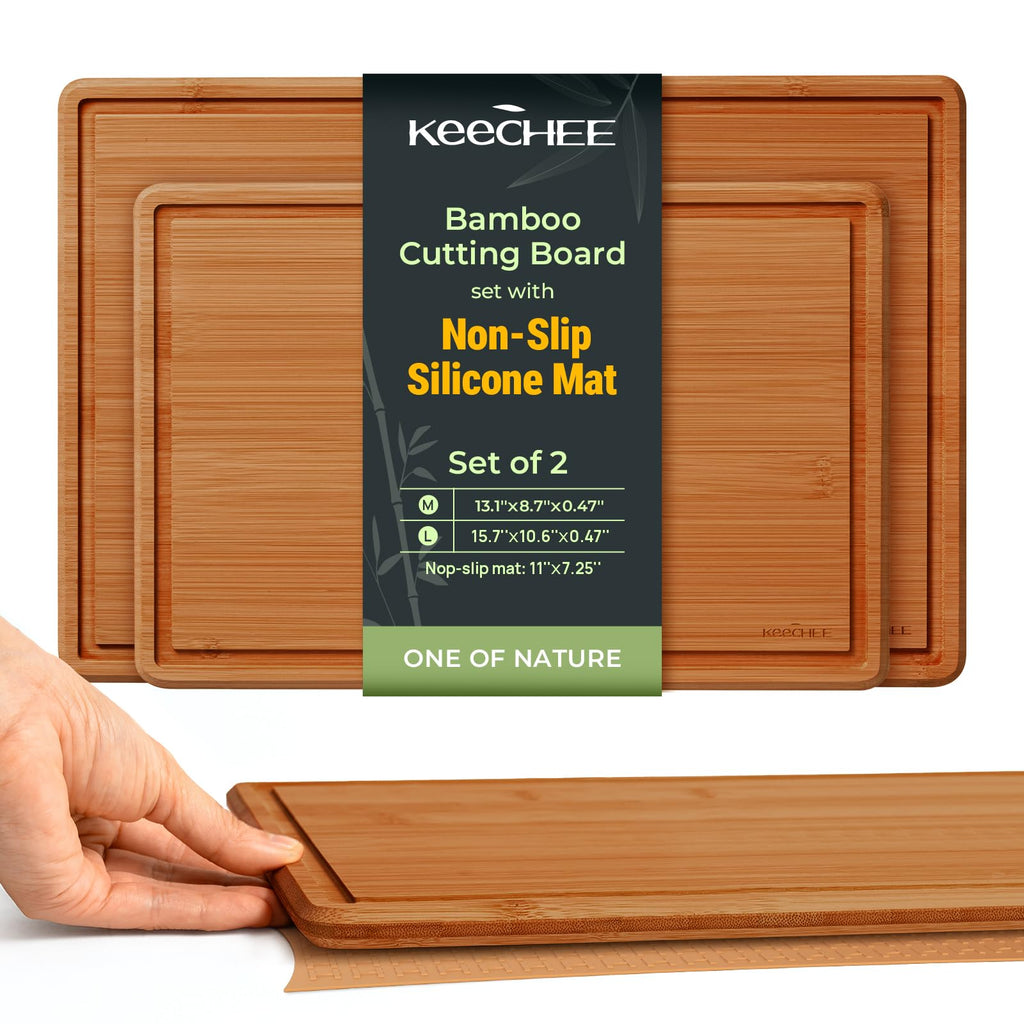 Keechee 2Pcs Cutting Board Set with Non-slip Mat