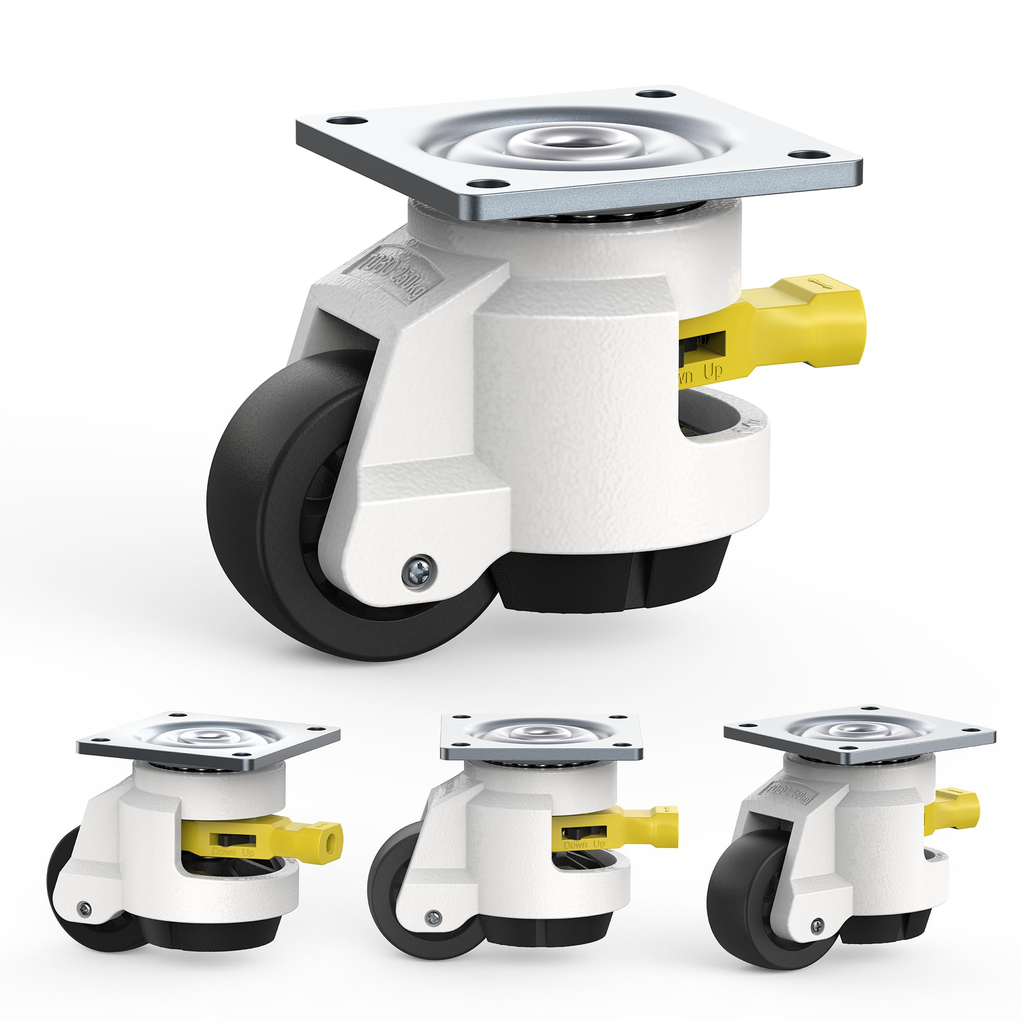 HOLKIE leveling caster with ratchet handle and mounting plate, 2200 lb capacity