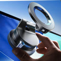 LISEN MagSafe magnetic car mount with 360° swivel attached to car dashboard holding a smartphone