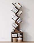 SUNMORY 6-tier tree bookshelf wood finish lower storage cabinet