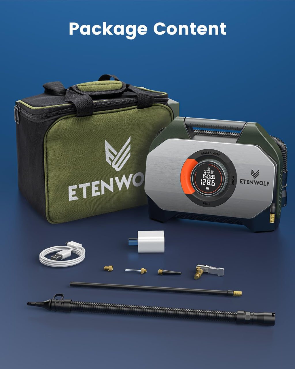 ETENWOLF VORTEX S7 Tire Inflator for Heavy-duty Vehicle with 38400 mAh image 8