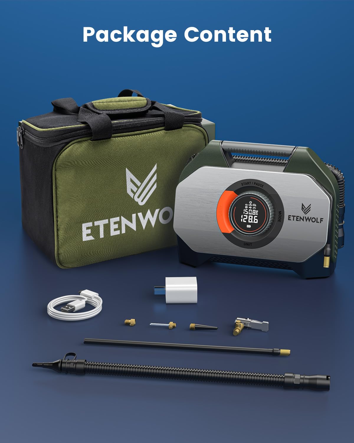 ETENWOLF VORTEX S7 Tire Inflator for Heavy-duty Vehicle with 38400 mAh image 8