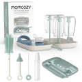 Green Momcozy 7-in-1 baby bottle brush drying rack plus cleaning accessories
