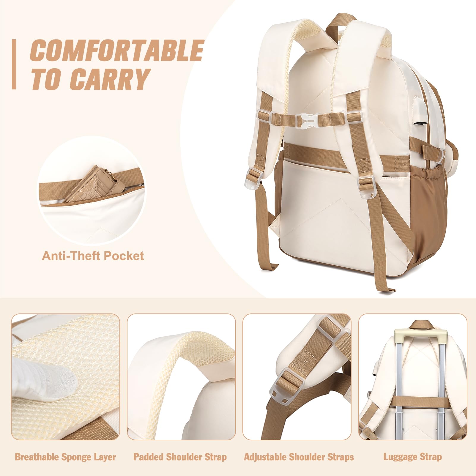 Similove Backpack for Teen Girls, 3PCS School Backpack for Girls image 5