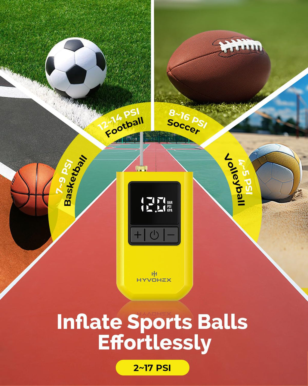 HYVOHEX Portable Electric Ball Pump with Needle for Sports Balls image 2