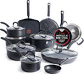 Onyx black T-Fal 17-piece hard anodized nonstick cookware set with fry pan, saucepans, sauté pan and griddle