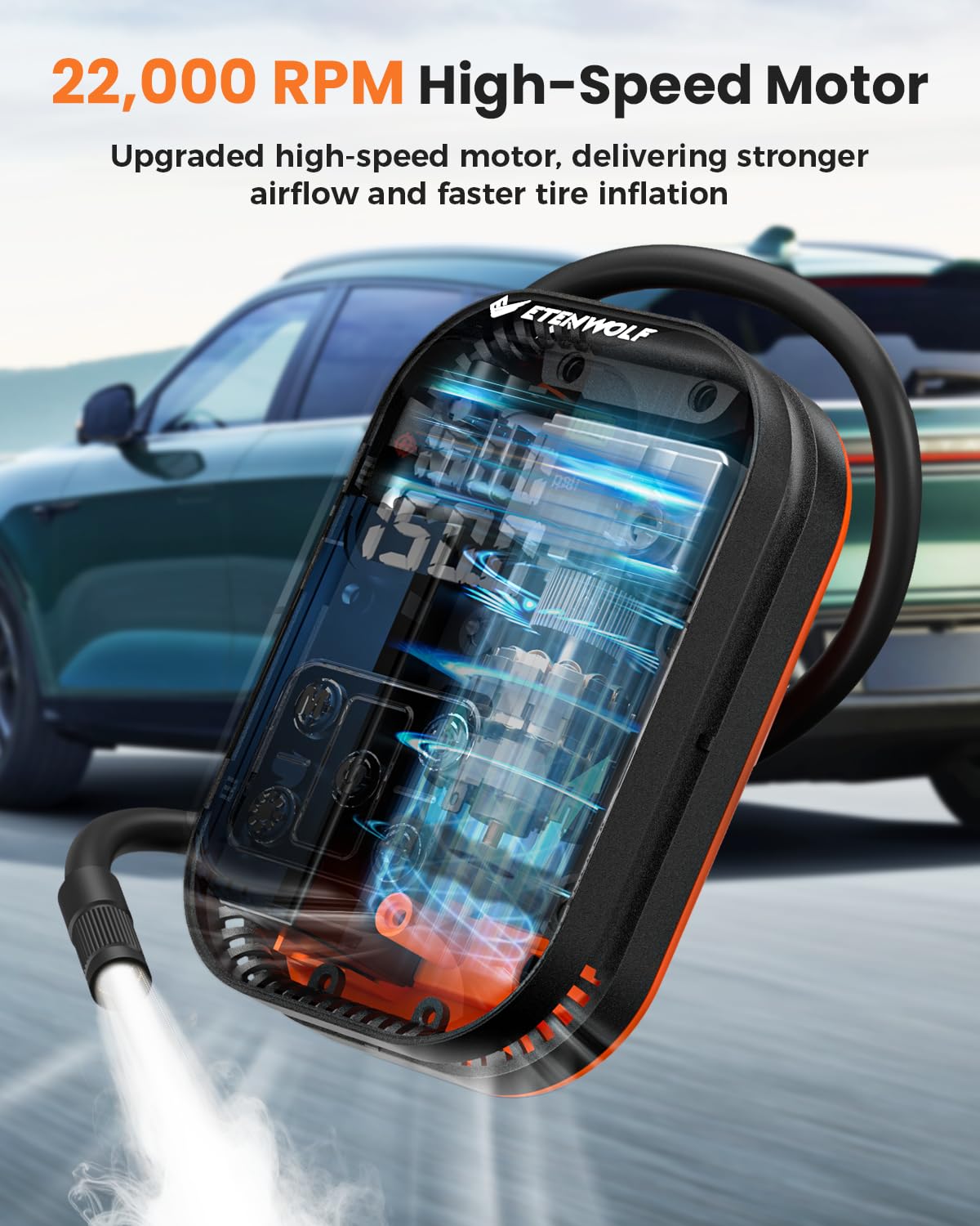 ETENWOLF 2000A Car Battery Jump Starter with 160PSI Air Compressor image 5