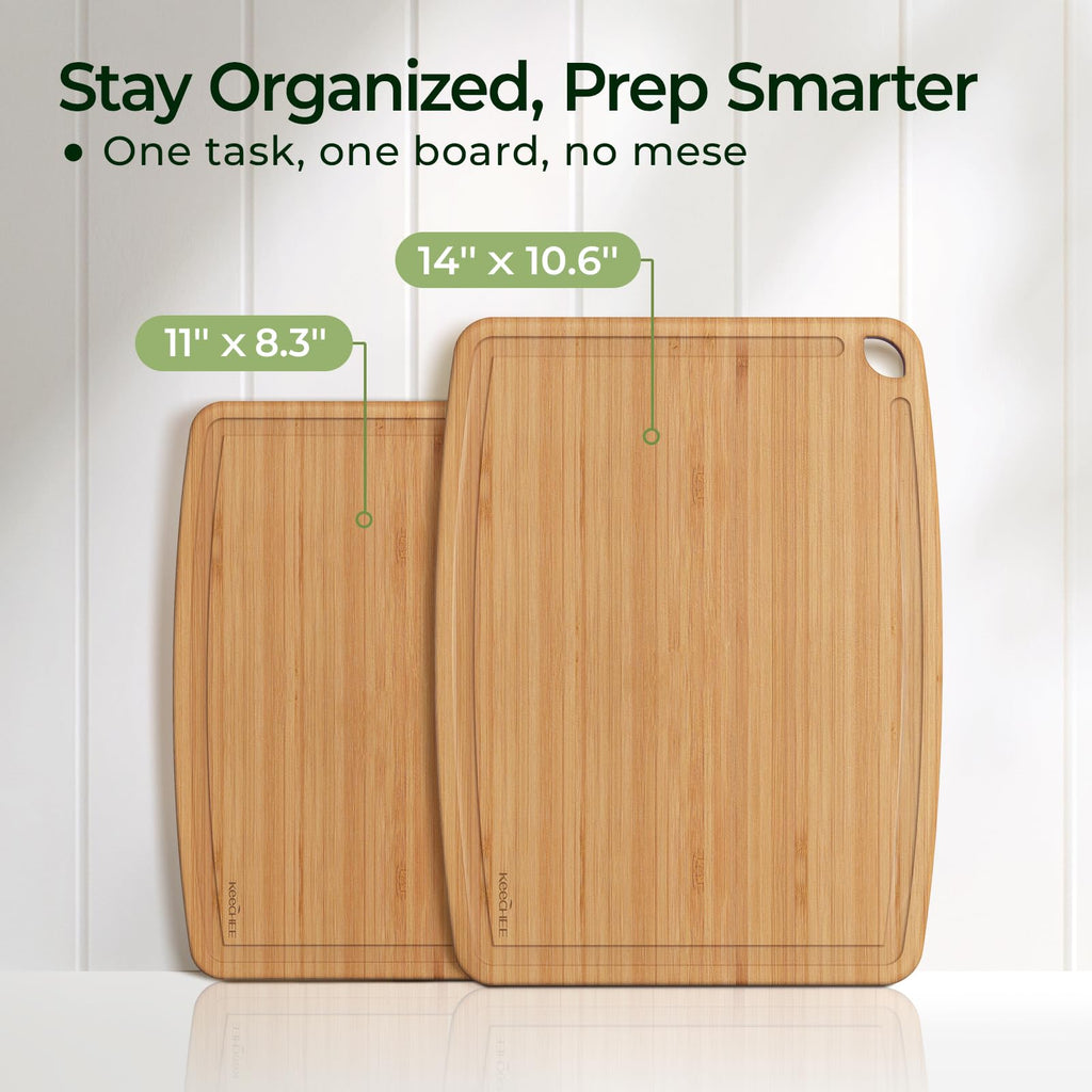Keechee Dishwasher Safe Cutting Boards Durable Lightweight Wood Board for Busy Kitchen, Easy Storage & Clean Wooden Chopping Boards with Juice Groove Set of 2 (M+S) image 6
