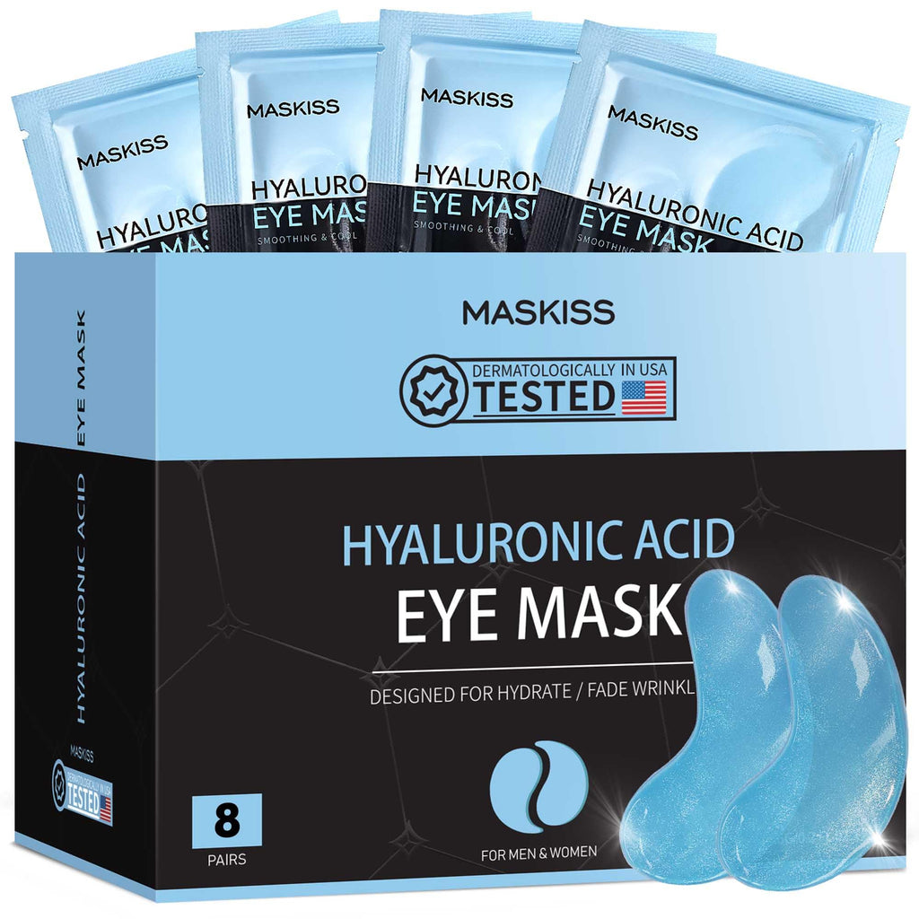 Maskiss Under Eye Patches (8 Pairs), Hyaluronic Acid Eye Masks for Dark Circles Puffy Eyes Undereye Bags, Collagen Eye Patches for Wrinkles and Hydrate, Skin Care Gift for Her