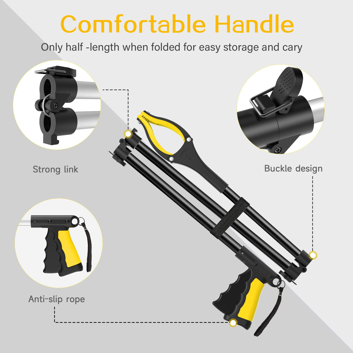 48 Inch Extra Long Grabber Reacher Tool，Foldable Pick Up Stick with Strong Grip Magnetic，360°Rotating Anti-Slip Jaw 4" Wide Claw Opening,Hand Grabber for Reaching image 4