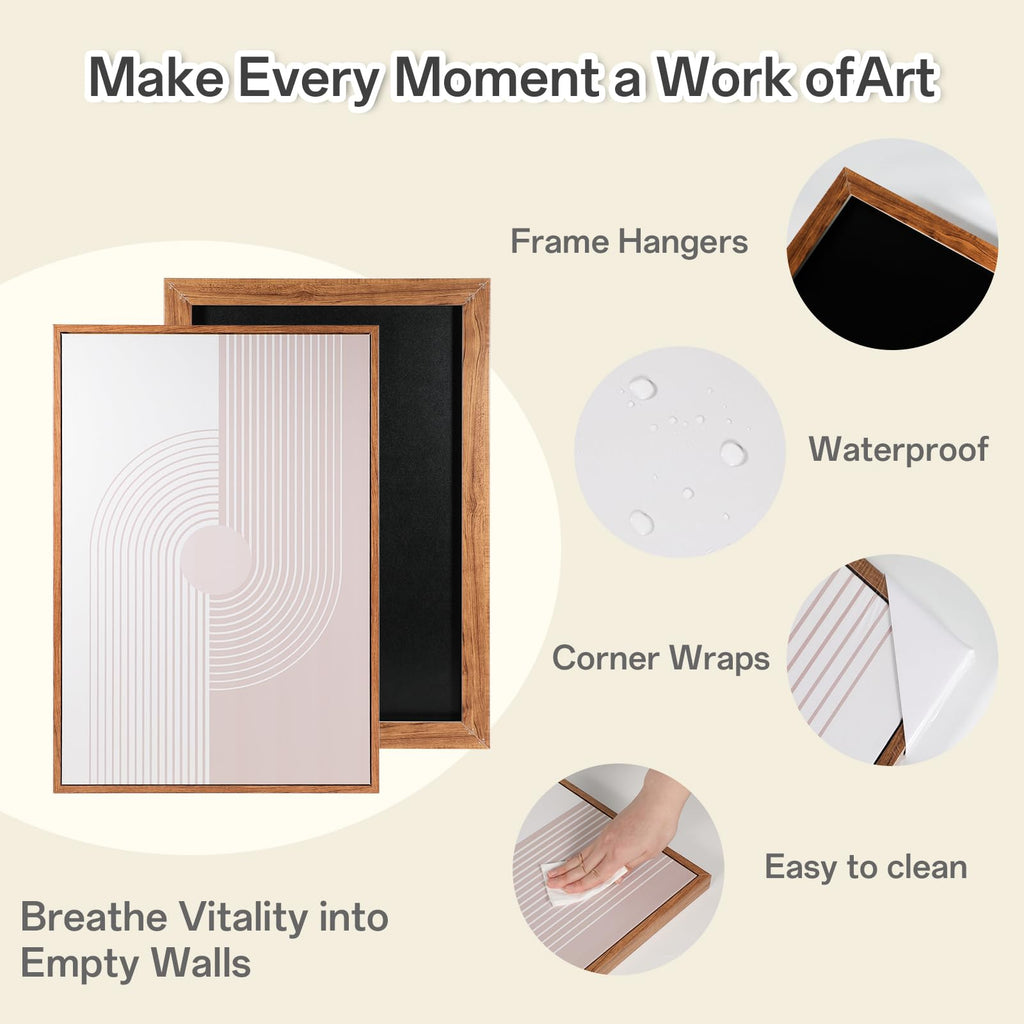 HANSILK Neutral Beige Wall Art Set of 3, Framed Abstract Canvas Wall Decor for Living Room Bedroom, Modern Minimalist Boho Artwork, Ready to Hang Framed Wall Art for Home Office Hallway image 4