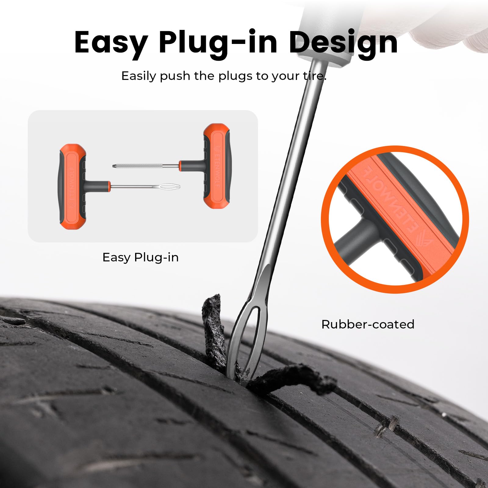 ETENWOLF Flat Tire Repair Kit with Plugs 16 Pcs, Heavy Duty Tire Plug Kit image 3