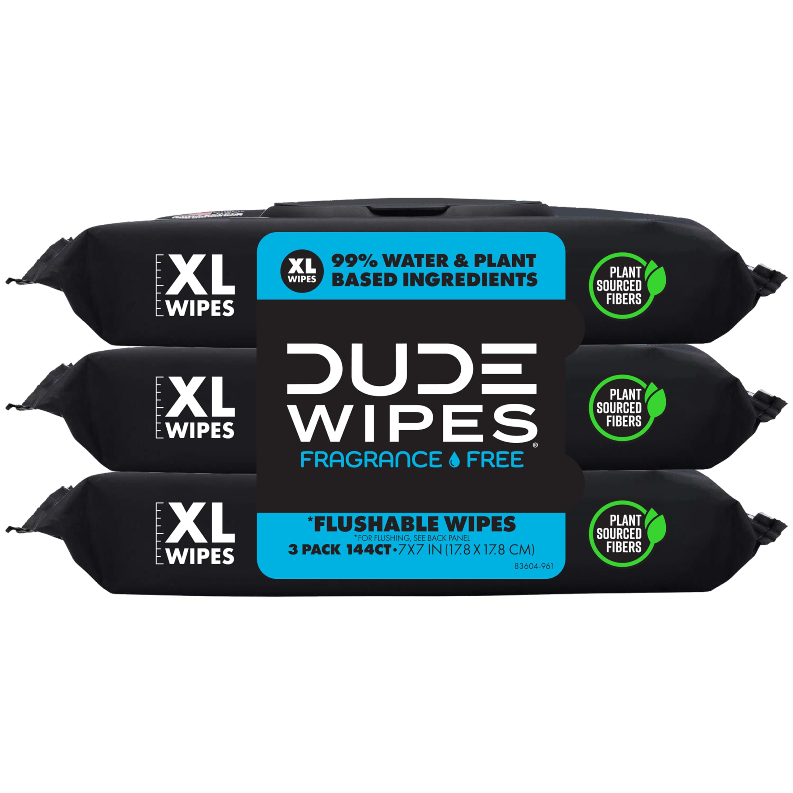 DUDE Wipes Unscented Adult Flushable Wet Wipes 144 count package for sensitive skin