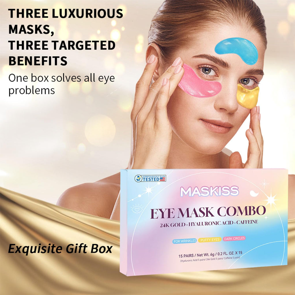 Maskiss Under Eye Patches (24 Pairs), 3 Colors Eye Masks Gift Set for Dark Circles Puffy Eyes, Undereye Bags and Wrinkles, Self Care Gifts for Birthday & Bachelorette Party image 9