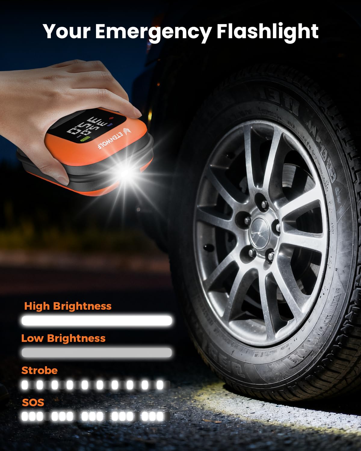 ETENWOLF 2000A Car Battery Jump Starter with 160PSI Air Compressor image 7