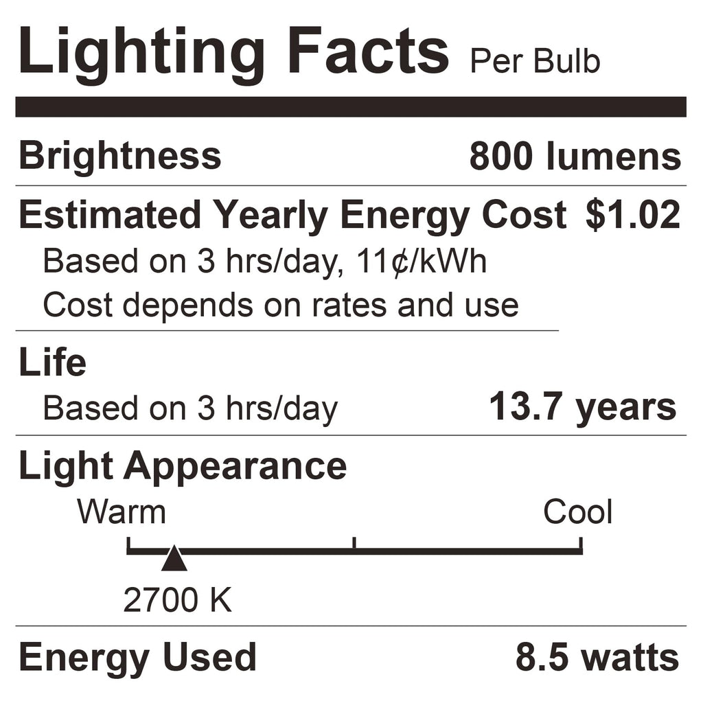 8.5W (60W Replacement), 800LM, 2700K Soft White, Dimmable, E26 Medium Base, Pack of 6 for Home and Office image 8