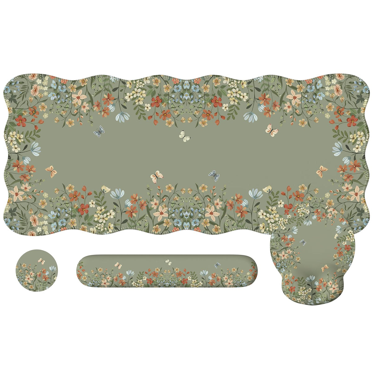Green oversized desk pad with integrated wrist rest on a desk