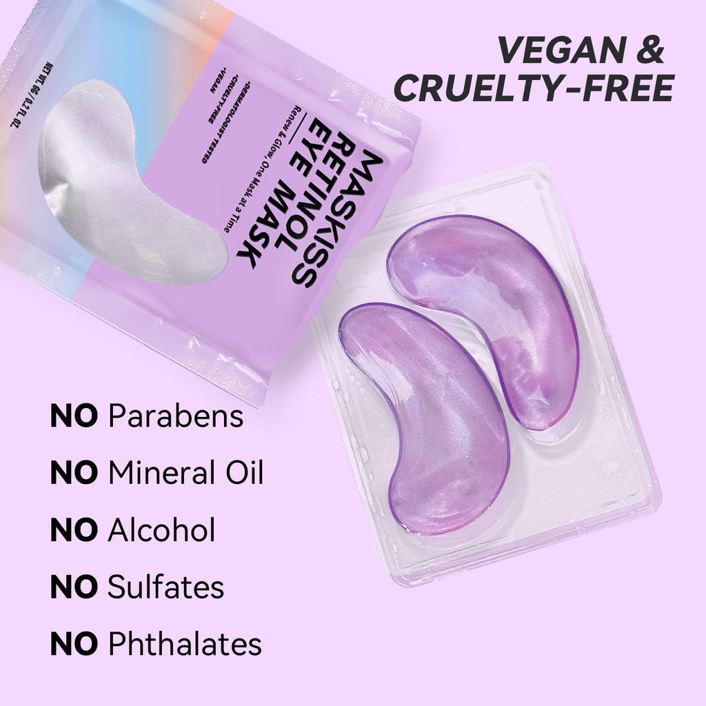 Maskiss Retinol Under Eye Patches (24 Pairs), Lavender Purple Eye Masks for Dark Circles, Puffy Eyes & Wrinkles, Firming Collagen Eye Patches, Vegan Cruelty-Free Skincare Gifts for Women image 5