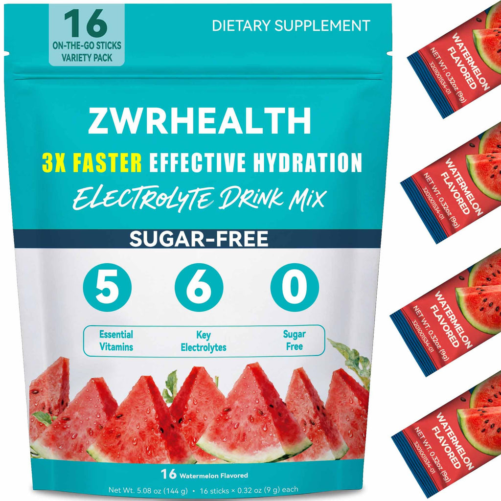 Zwrhealth Electrolytes Powder Packets, Sugar Free Hydration Packets, Liquid Daily IV Electrolyte Drink Mix, Instantly Hydrating & Party Recovery with 6 Electrolytes & 5 Vitamins, 16 Servings