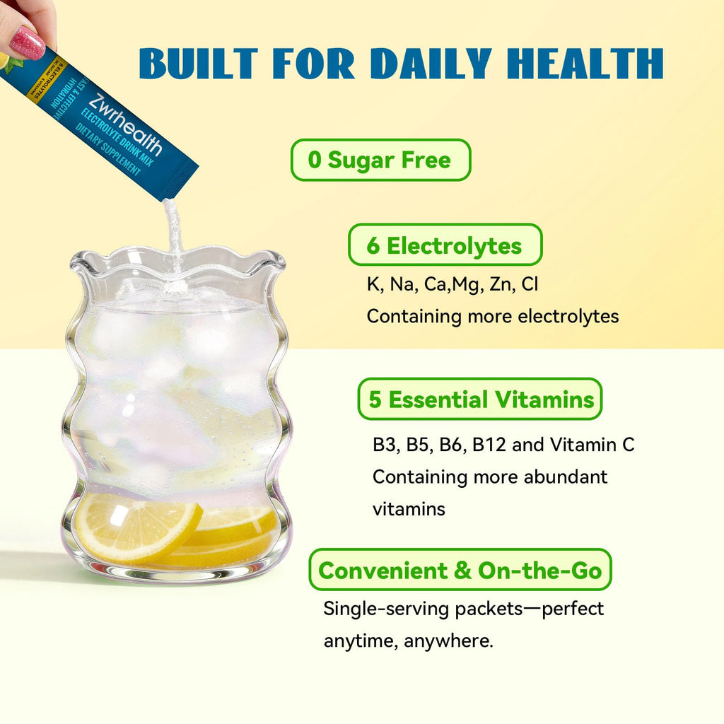 Zwrhealth Electrolytes Powder Packets, Sugar Free Hydration Packets, Liquid Daily IV Electrolyte Drink Mix, Instantly Hydrating & Party Recovery with 6 Electrolytes & 5 Vitamins, 16 Servings image 6