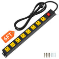 Plug'n 8-outlet metal surge protector power strip, wide-spaced outlets, 6ft cord