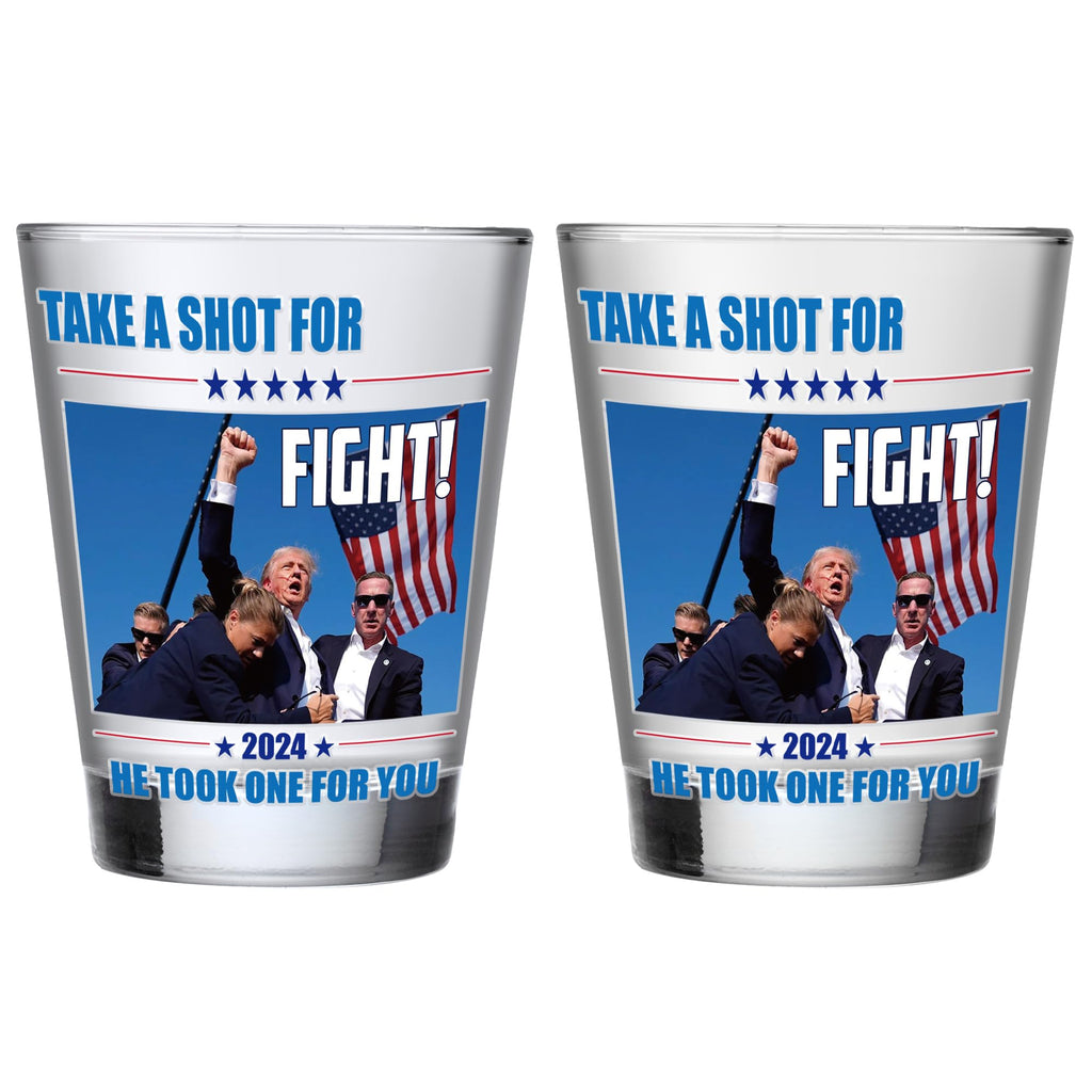 ARUSIMA Shot Glass - 2 PACK Fight Shot Glass, Never Surrender Shot Glasses, Assassination Stuff, Fist Pump Merch, House Warming Gifts, Birthday Gifts for Women & Men
