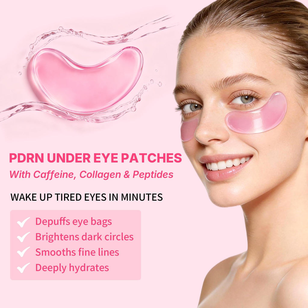 Maskiss PDRN Under Eye Patches (25 Pairs), Pink Eye Gel Pads with Caffeine Collagen Peptides, Eye Masks for Dark Circles Puffiness Fine Lines, Hydrating Soothing Self Care Gifts for Women image 2