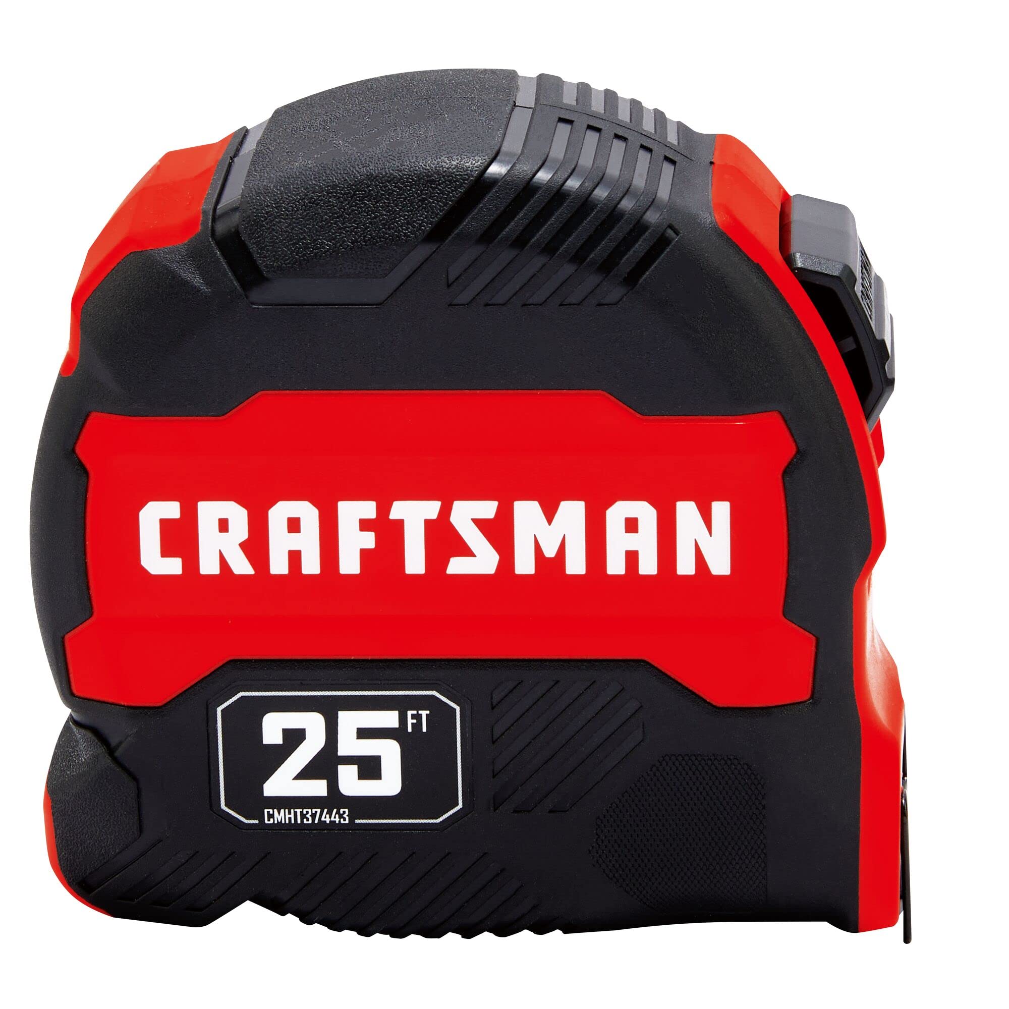 CRAFTSMAN 25 ft yellow tape measure with fraction markings and manual locking blade