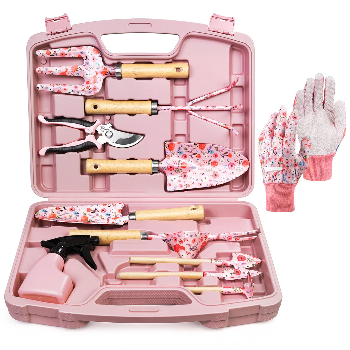 Grenebo 12-piece gardening tools tote ergonomic handles