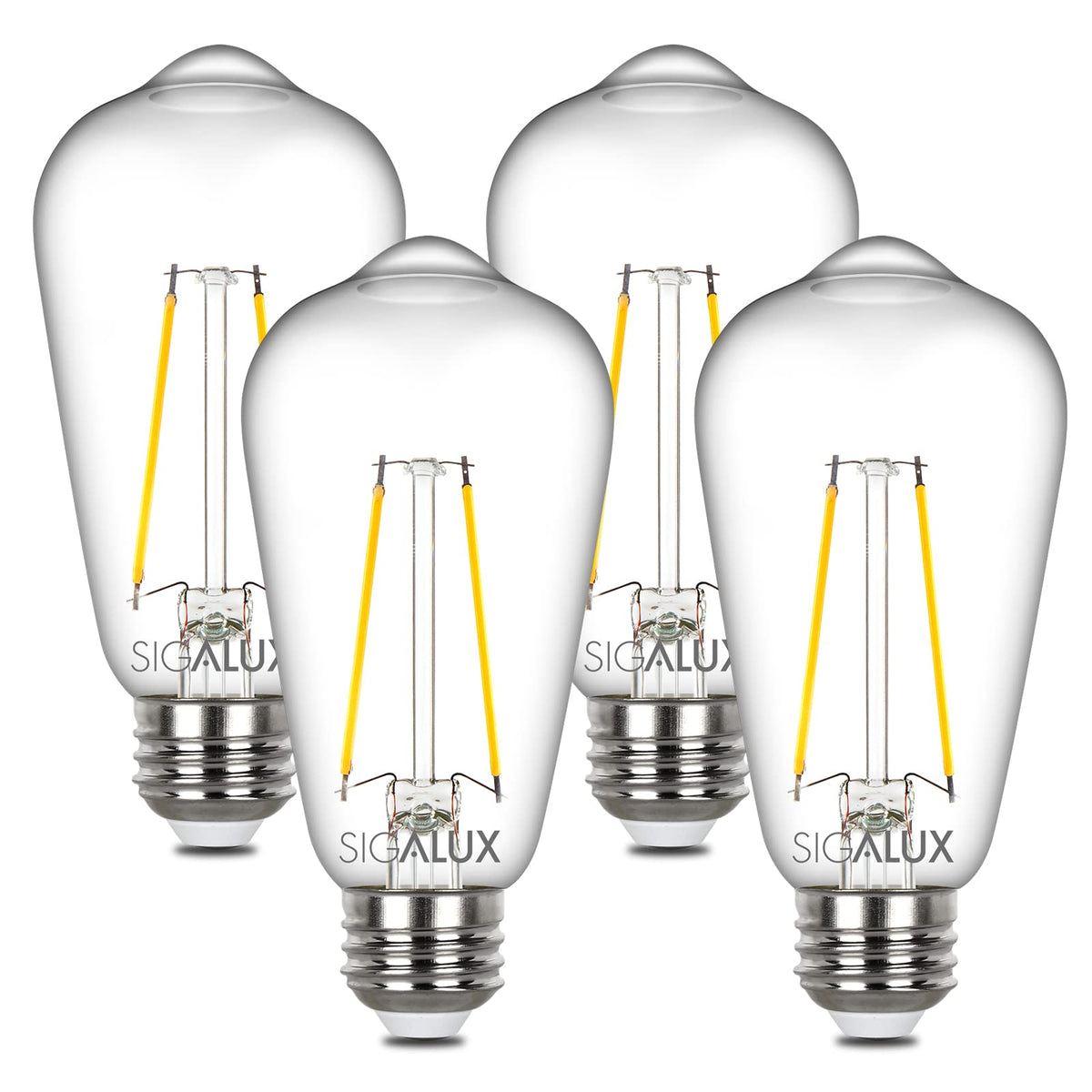 ST58 Filament Clear Non-Dimmable Vintage Light Bulbs 40W Equivalent 400LM Soft White 5000K 15, 000hrs 4 Pack