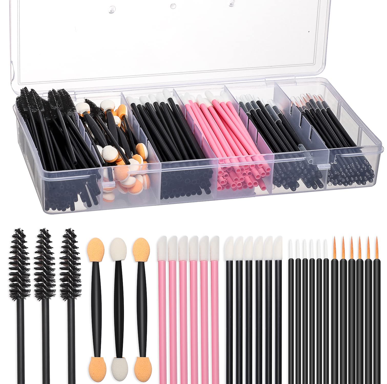 300-piece disposable makeup brushes, applicators in organizer box