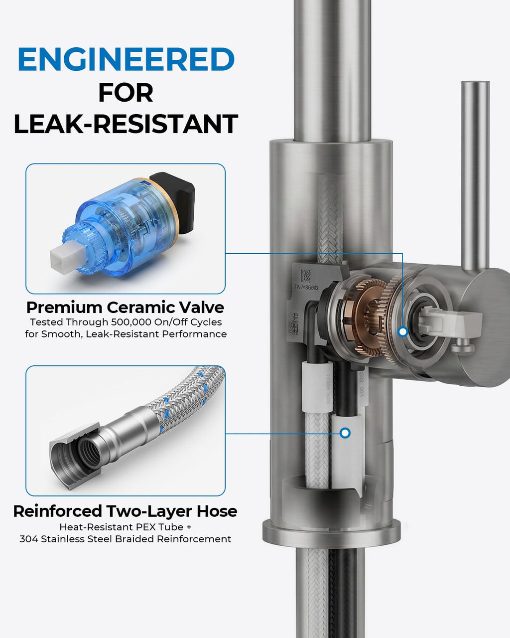 Kitchen Faucet with Glass Rinser, Pull Down Sparyer, 3 Water Modes image 2