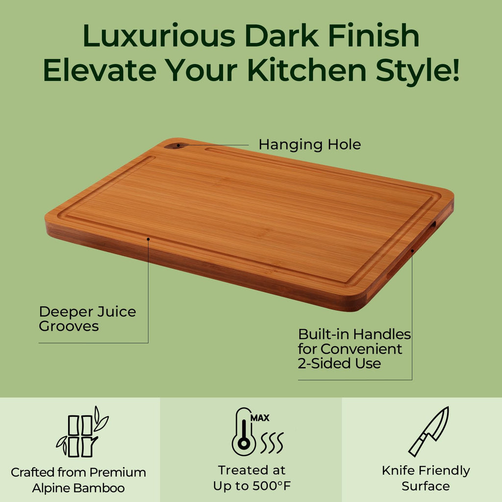 Keechee Carbonized Bamboo Cutting Board Set of 4, Kitchen Prep Boards image 6