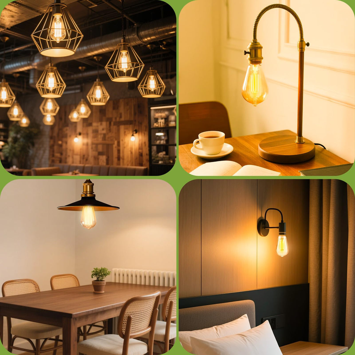 Sigalux LED Edison Bulbs 40 watt Equivalent, E26 Light Bulb Dimmable, Soft White 2700K, Non-dim ST58 Vintage LED Bulbs, 80+ CRI, 4.5W 400LM, E26 Base, 4 Pack image 7