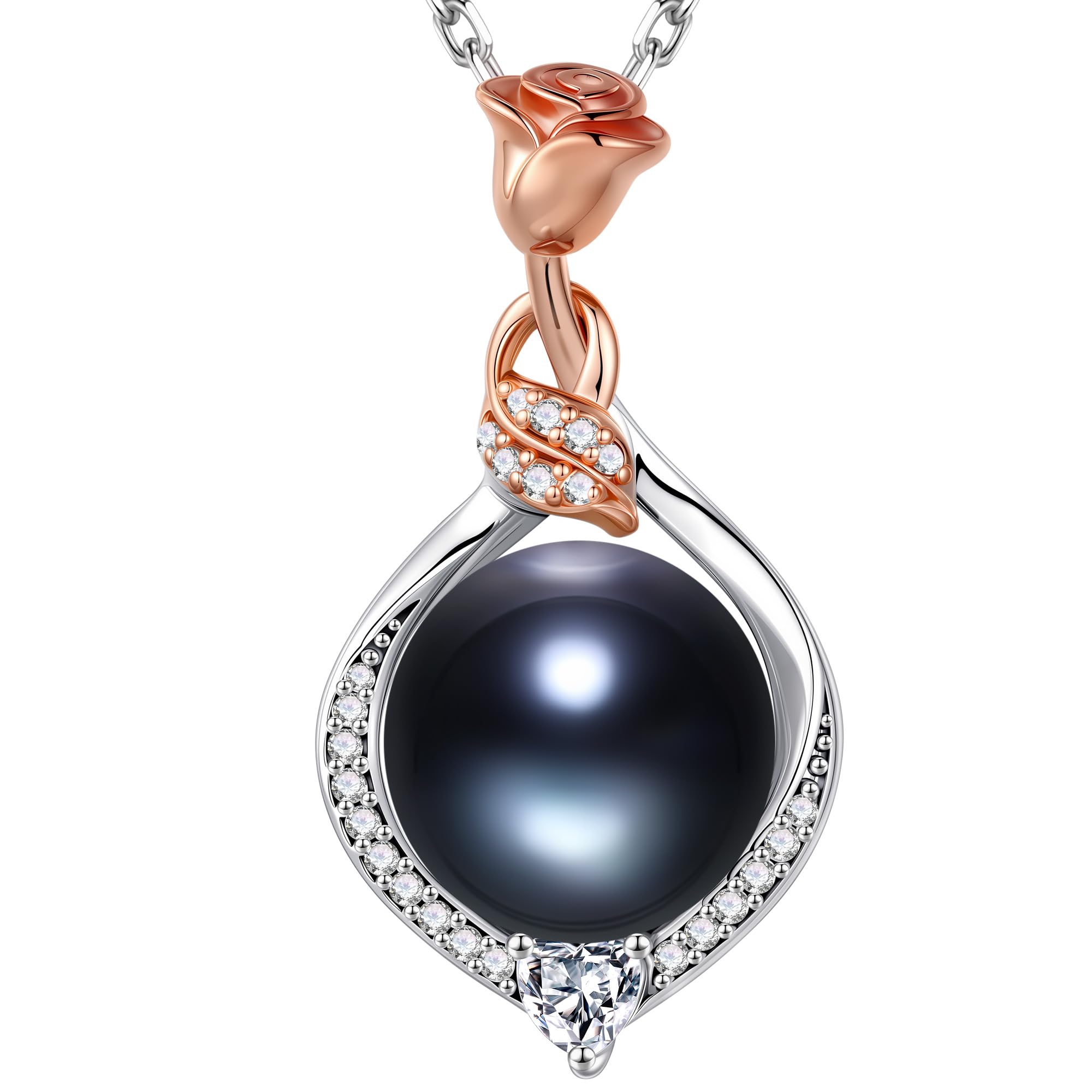Iefil Anniversary Birthday Gifts for Women Wife, Black Pearl Necklace
