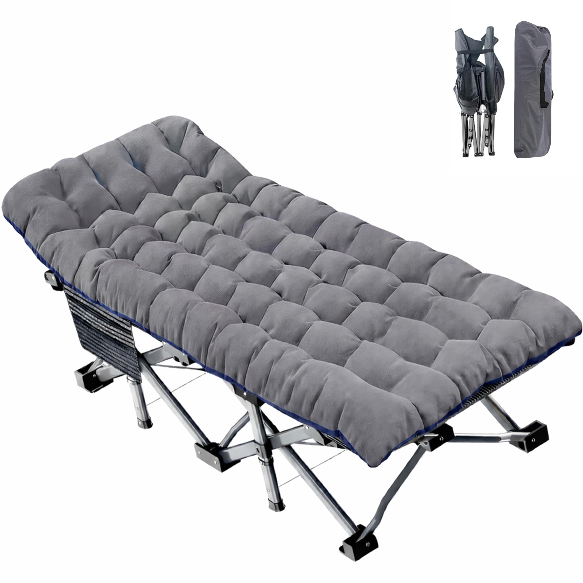 ABORON XXL oversized folding camping cot, mattress pad, carry bag